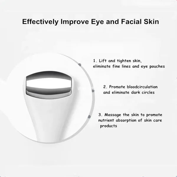 BeNat Stainless Steel Eye & Face Ice Roller Massager - Cooling Facial Massage Tool for De-Puffing, Lifting & Dark Circles