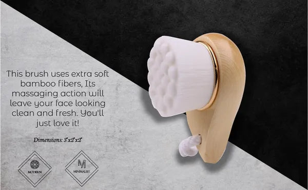 Facial Cleansing Brush with Eco Friendly Bamboo Handle - Gentle Manual Exfoliating Face Scrubber for Deep Pore Cleaning, Blackhead Removal and Sensitive Skin Care