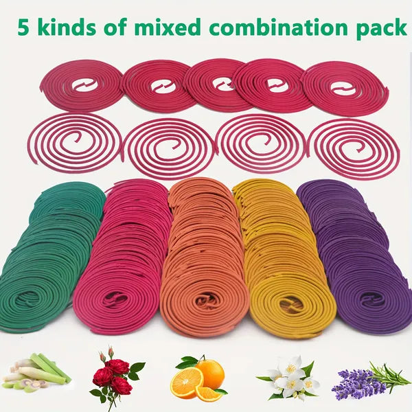 50pcs Spiral Incense, Lemongrass, Rose, Jasmine, Lavender Orange Aromatherapy Coils, Burning Time 3-4 Hours Suitable for Air Purification, Yoga, Meditation,, Best Gift Choice, Fitness, Home Relaxation