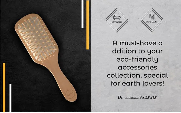 Natural Wooden Detangling Hair Brush - Eco Friendly Bamboo Bristle Paddle Brush for Sensitive Scalp Massage, Anti Static Hair Growth Styling Comb for Women and Men