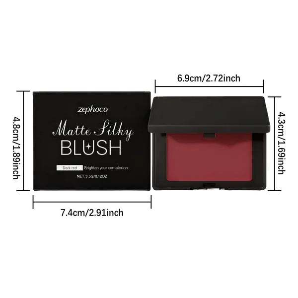 zephoco Matte Silky Blush, Dark Red, 3.5 g