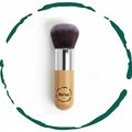 Premium Kabuki Blush Brush - High-Density Soft Synthetic Makeup Brush with Eco-Friendly Bamboo Handle for Flawless Powder & Contour Blending