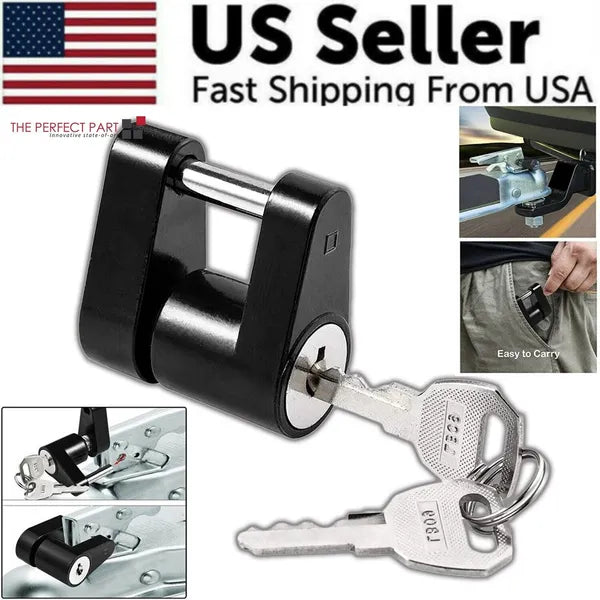 Trailer Hitch Coupler Lock Dia 1/4 Span 3/4 For Tow Boat RV Truck Car + 2 Keys