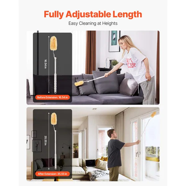 Duster Refills, Heavy Duty Dusters for Cleaning, 3 ft Extendable Handle with 10 Refills, Reusable Non-woven Fabric 360° Cleaning Kit for Dusting Furniture, Blinds, Ceiling Fans, Walls, Corners