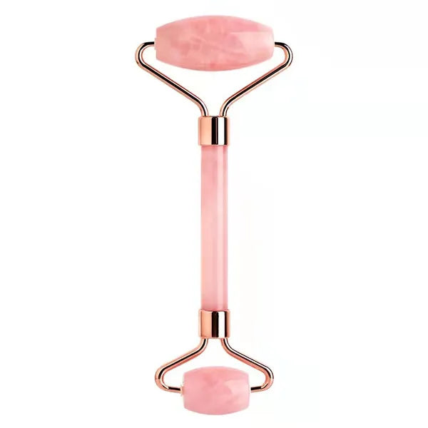 Authentic Rose Quartz Facial Roller for Face & Neck | Natural Stone Cooling Massager to Reduce Puffiness, Boost Circulation & Enhance Skin Glow