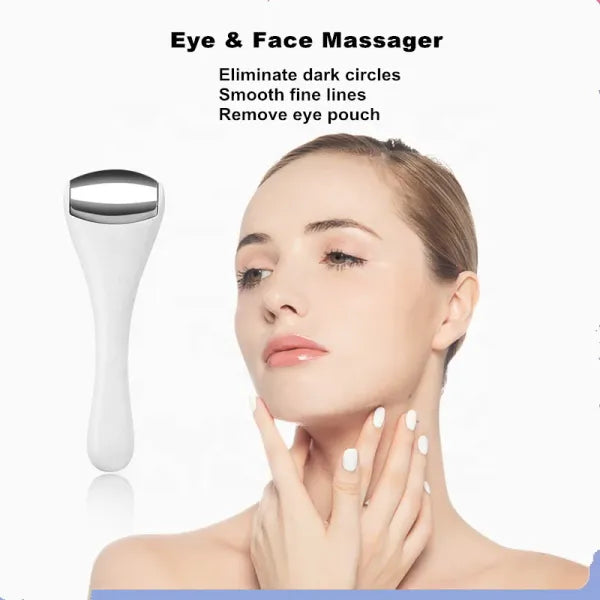 BeNat Stainless Steel Eye & Face Ice Roller Massager - Cooling Facial Massage Tool for De-Puffing, Lifting & Dark Circles
