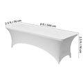 6 Pack Table Cloth for 8FT Rectangular Fitted Events, Wrinkle-Resistant Stretch White Table Covers, Washable Spandex Tablecloth Protector, for Party, Wedding, Cocktail, Banquet, Festival