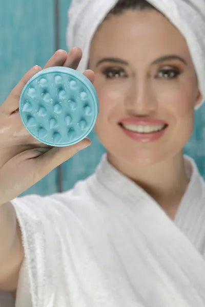 BeNat Hair Scalp Massager - Soft Silicone Bristles Shampoo Brush for Deep Cleansing, Head Relaxation, Exfoliation & Root Stimulation, Blue