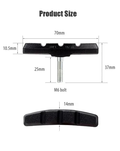 5 Pairs High Grade Cycling Bicycle Bike V Brake Pads 70mm Shoes Pads Black