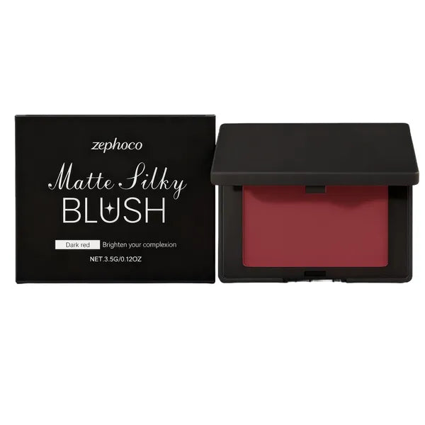 zephoco Matte Silky Blush, Dark Red, 3.5 g