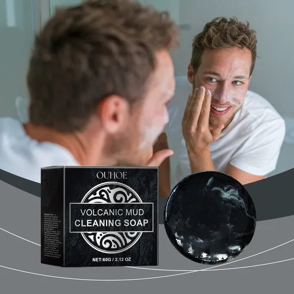 OUHOE Volcanic Mud Facial Cleansing Bar, 60 g