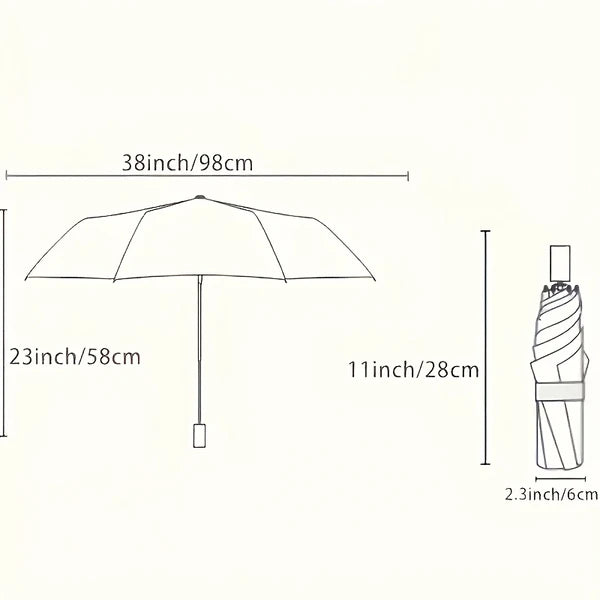 8 Ribs Automatic Windproof Folding Umbrella, One Hand Open Close, Premium Business Umbrella for Men, Fashion Sun Umbrella for Women