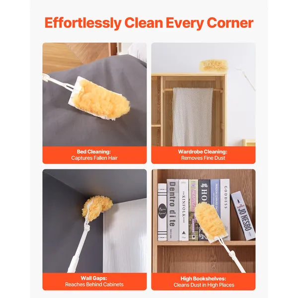 Duster Refills, Heavy Duty Dusters for Cleaning, 3 ft Extendable Handle with 10 Refills, Reusable Non-woven Fabric 360° Cleaning Kit for Dusting Furniture, Blinds, Ceiling Fans, Walls, Corners