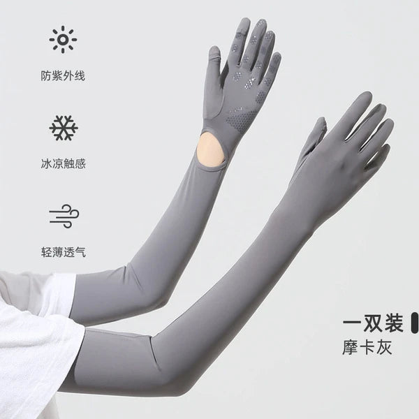 UV Protection Arm Sleeves Gloves, UPF 50+ Sun Protection Long Gloves with Non-Slip Grip, Breathable Cooling Sleeves for Driving, Cycling, Fishing, Hiking, Outdoor Activities for Women Men