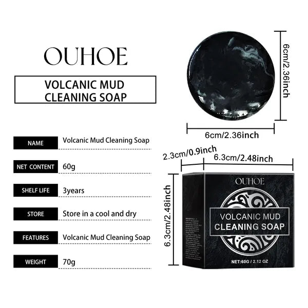 OUHOE Volcanic Mud Facial Cleansing Bar, 60 g