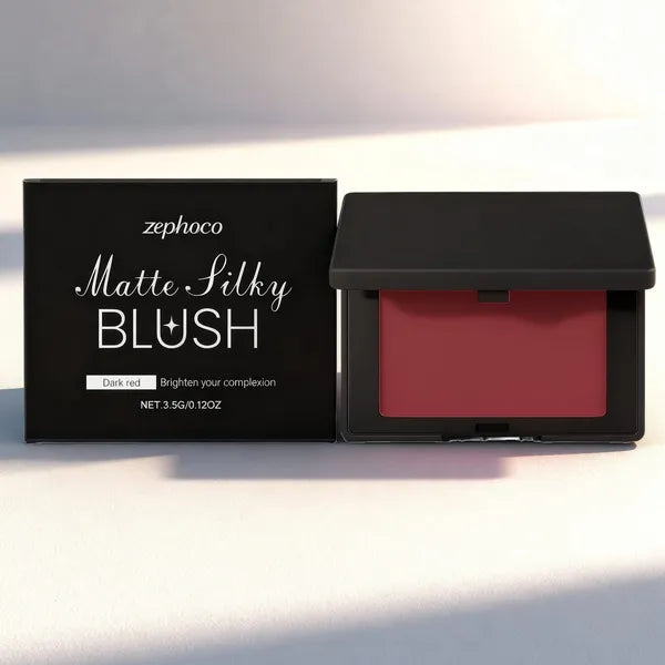 zephoco Matte Silky Blush, Dark Red, 3.5 g