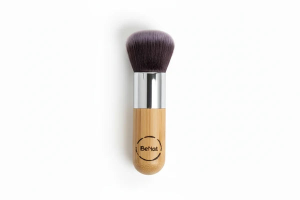 Premium Kabuki Blush Brush - High-Density Soft Synthetic Makeup Brush with Eco-Friendly Bamboo Handle for Flawless Powder & Contour Blending