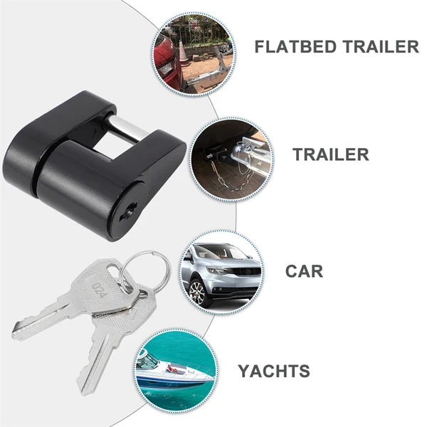 Trailer Hitch Coupler Lock Dia 1/4 Span 3/4 For Tow Boat RV Truck Car + 2 Keys
