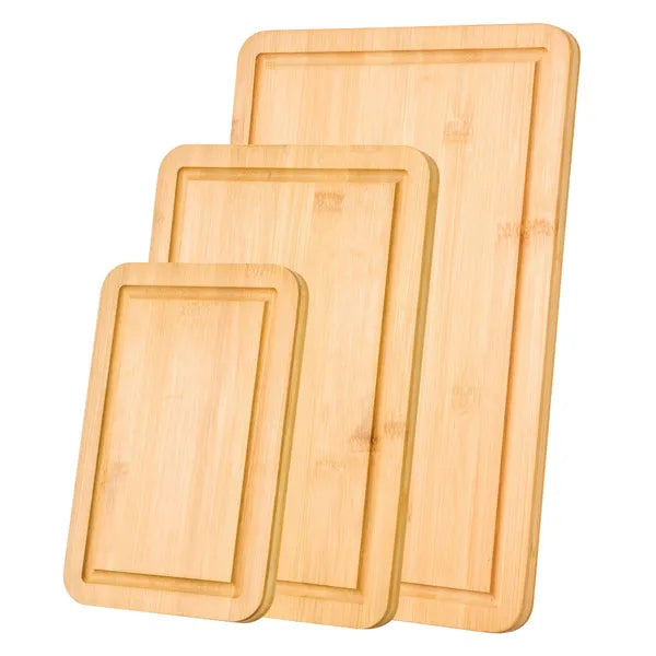 Cutting Board, 3 Pieces, Premium Versatile Bamboo Cutting Board with Food-Grade Oil and Juice Groove,Sturdy & Durable Chopping Board with Built-in Handle, Fit for Display, Chopping & Serving
