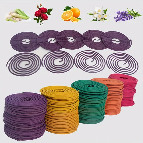 50pcs Spiral Incense, Lemongrass, Rose, Jasmine, Lavender Orange Aromatherapy Coils, Burning Time 3-4 Hours Suitable for Air Purification, Yoga, Meditation,, Best Gift Choice, Fitness, Home Relaxation