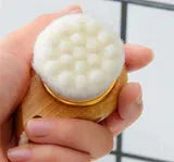 Facial Cleansing Brush with Eco Friendly Bamboo Handle - Gentle Manual Exfoliating Face Scrubber for Deep Pore Cleaning, Blackhead Removal and Sensitive Skin Care