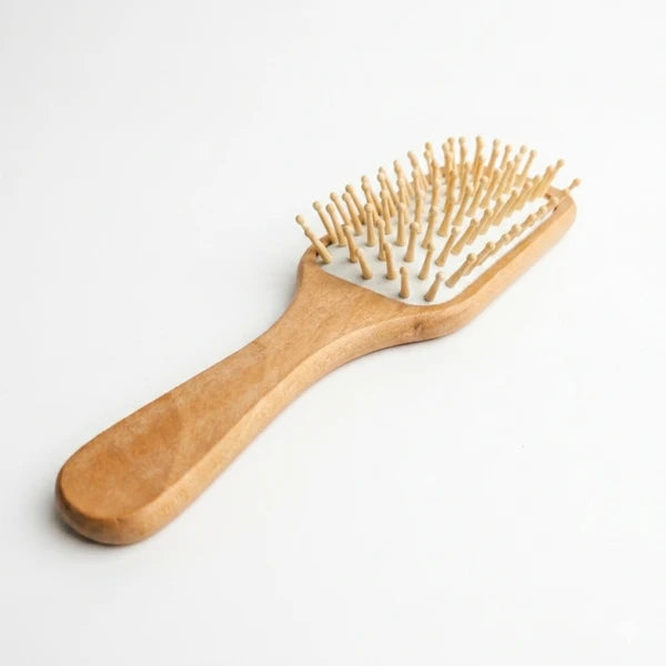 Natural Wooden Detangling Hair Brush - Eco Friendly Bamboo Bristle Paddle Brush for Sensitive Scalp Massage, Anti Static Hair Growth Styling Comb for Women and Men