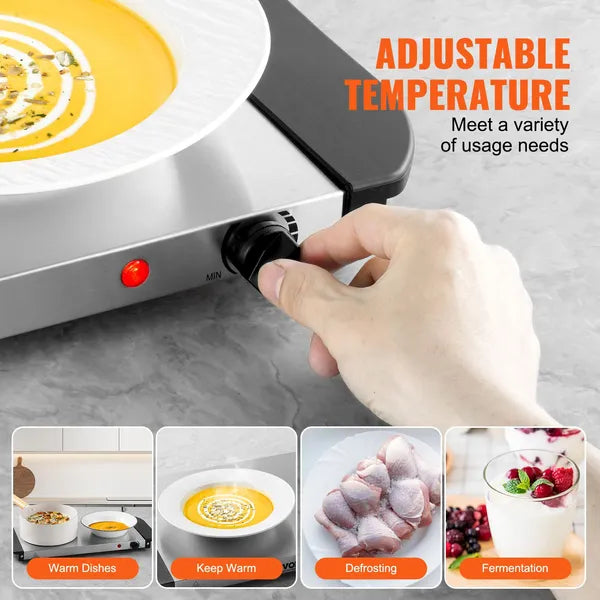 Electric Warming Tray, Food Warming Trays for Buffet, Warming Trays with Adjustable Temperature Control, Portable Stainless Steel Food Warmer, Hot Plate Perfect for Parties, Catering, Holidays