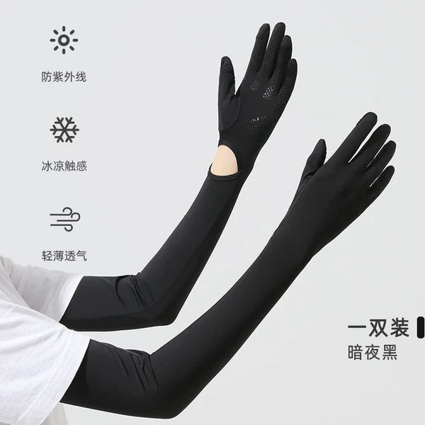 UV Protection Arm Sleeves Gloves, UPF 50+ Sun Protection Long Gloves with Non-Slip Grip, Breathable Cooling Sleeves for Driving, Cycling, Fishing, Hiking, Outdoor Activities for Women Men