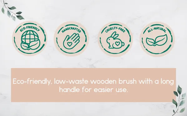 Natural Boar Bristle Wooden Bath and Body Massage Brush with Long Handle - Eco-Friendly Exfoliating Back Scrubber for Shower, Wet or Dry Brushing Wellness Skin Care