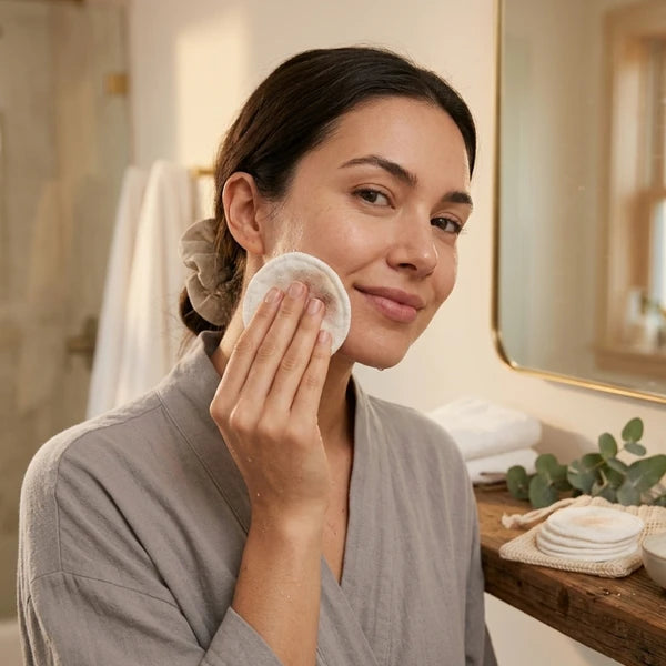 Reusable Facial Round Pads - 5 Pack Super Soft Bamboo Cotton Makeup Remover Cloths with Drawstring Laundry Bag, Washable Zero-Waste Eco Friendly Eco-Conscious Facial Rounds for All Skin Types