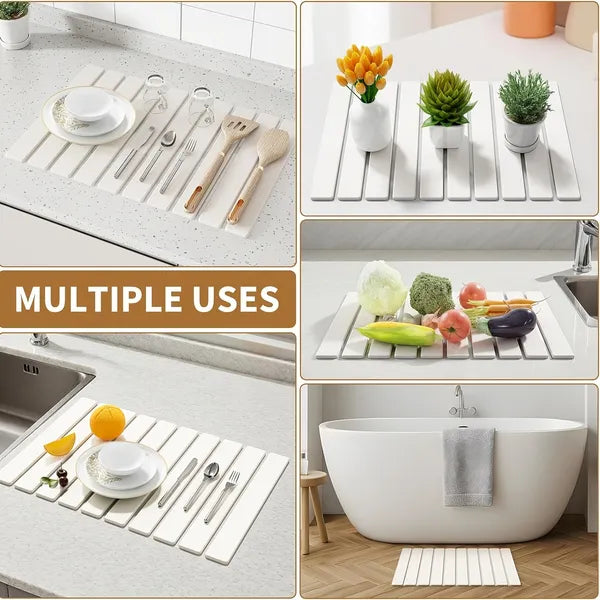 Large Stone Plate Kitchen Countertop Drying Pad, Bath Towel Quick-drying Foldable Dishwashing Pad, Absorbent Diatomite Pad, Suitable For Tableware And Cups, Compatible With Various Countertops.