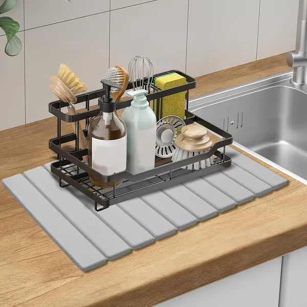 Large Stone Plate Kitchen Countertop Drying Pad, Bath Towel Quick-drying Foldable Dishwashing Pad, Absorbent Diatomite Pad, Suitable For Tableware And Cups, Compatible With Various Countertops.