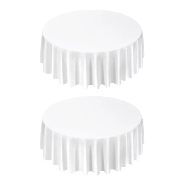 White Round Tablecloths 2 Pack, 120 Inches in Diameter, Stain- & Wrinkle- Resistant, Machine Washable Table Clothes, Polyester Fabric Table Covers for Wedding, Party, Banquet, Formal Events