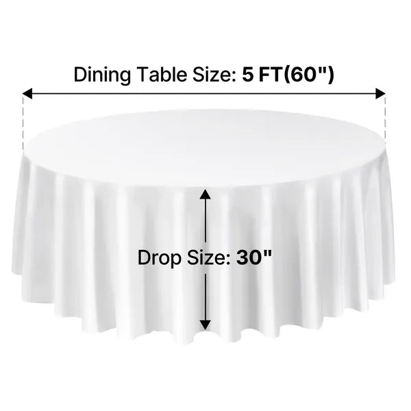 White Round Tablecloths 2 Pack, 120 Inches in Diameter, Stain- & Wrinkle- Resistant, Machine Washable Table Clothes, Polyester Fabric Table Covers for Wedding, Party, Banquet, Formal Events