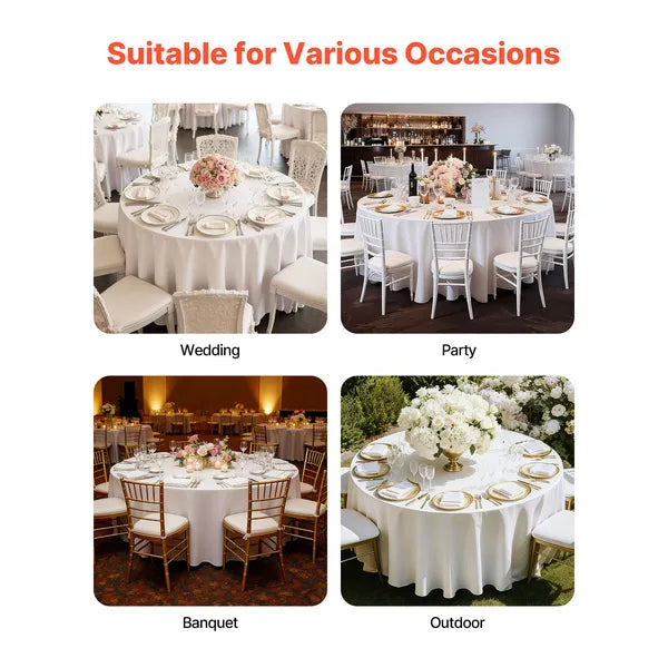 White Round Tablecloths 2 Pack, 120 Inches in Diameter, Stain- & Wrinkle- Resistant, Machine Washable Table Clothes, Polyester Fabric Table Covers for Wedding, Party, Banquet, Formal Events