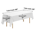 White Tablecloths for Rectangle Tables, 6 Pack, 60 x 102 Inches, Reusable and Machine Washable Table Clothes, Wrinkle-Resistant Polyester Fabric Table Covers for Wedding, Party, Banquet