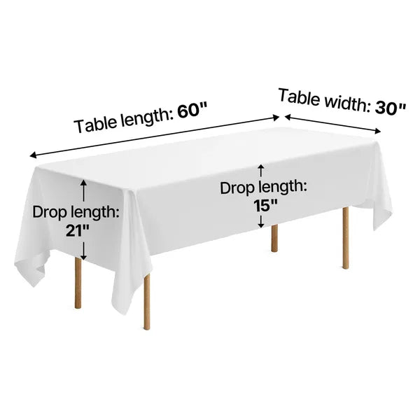 White Tablecloths for Rectangle Tables, 6 Pack, 60 x 102 Inches, Reusable and Machine Washable Table Clothes, Wrinkle-Resistant Polyester Fabric Table Covers for Wedding, Party, Banquet