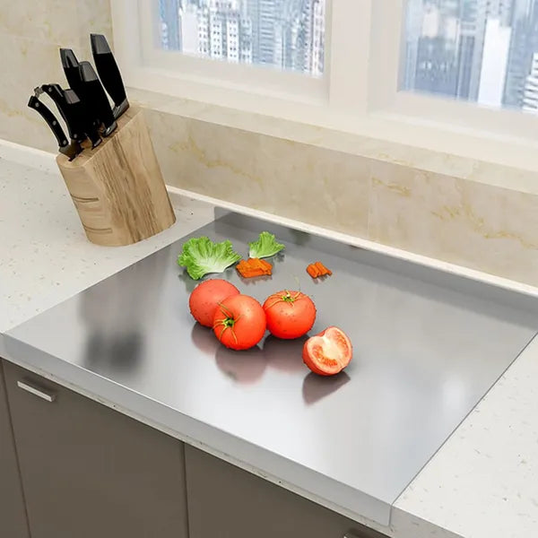 XXL cooked meat baking tray, double-sided cutting board, stainless steel rolling plate, breakfast tray, suitable for fruits, vegetables, meats, Father's Day gift Chopping Kitchen Knives