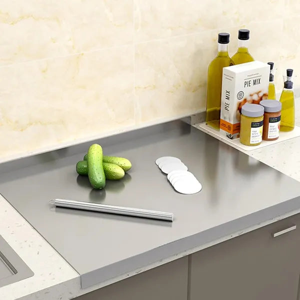 XXL cooked meat baking tray, double-sided cutting board, stainless steel rolling plate, breakfast tray, suitable for fruits, vegetables, meats, Father's Day gift Chopping Kitchen Knives